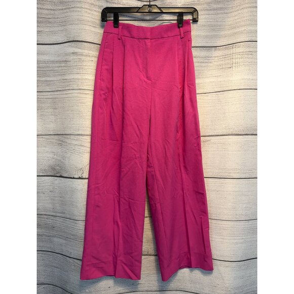 Bright Pink High Waisted Wide Leg Dress Pants - Picture 1 of 4